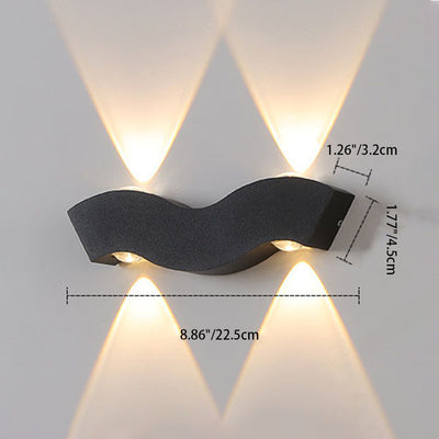 Applique murale extérieure LED en aluminium moderne minimaliste étanche en forme de vague, rectangle, demi-cercle pour jardin 