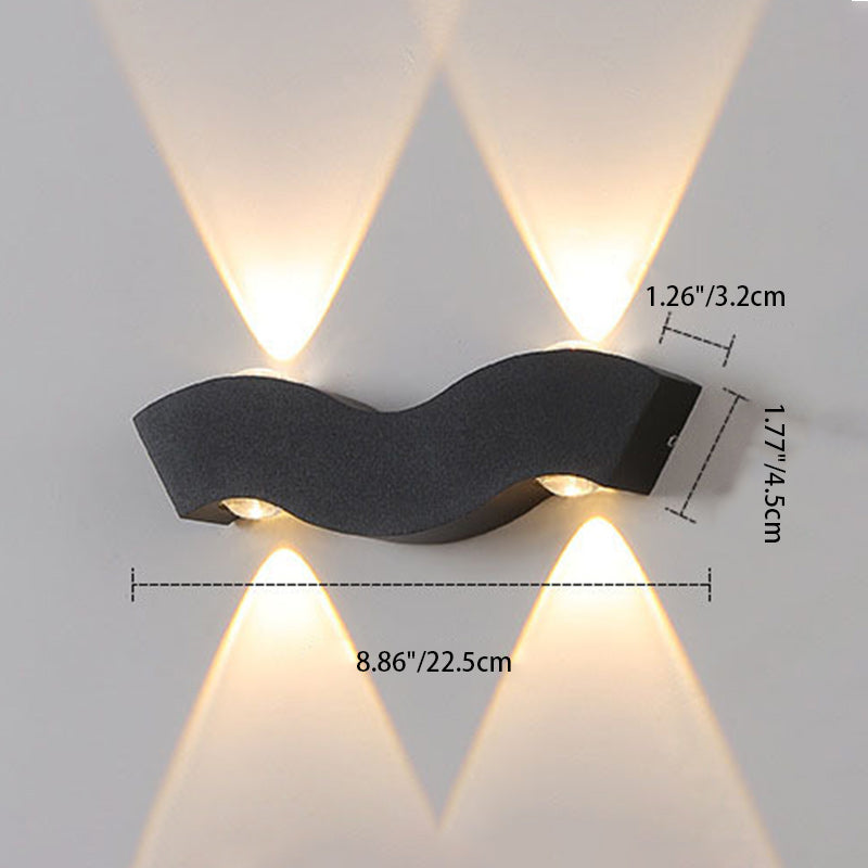 Applique murale extérieure LED en aluminium moderne minimaliste étanche en forme de vague, rectangle, demi-cercle pour jardin 