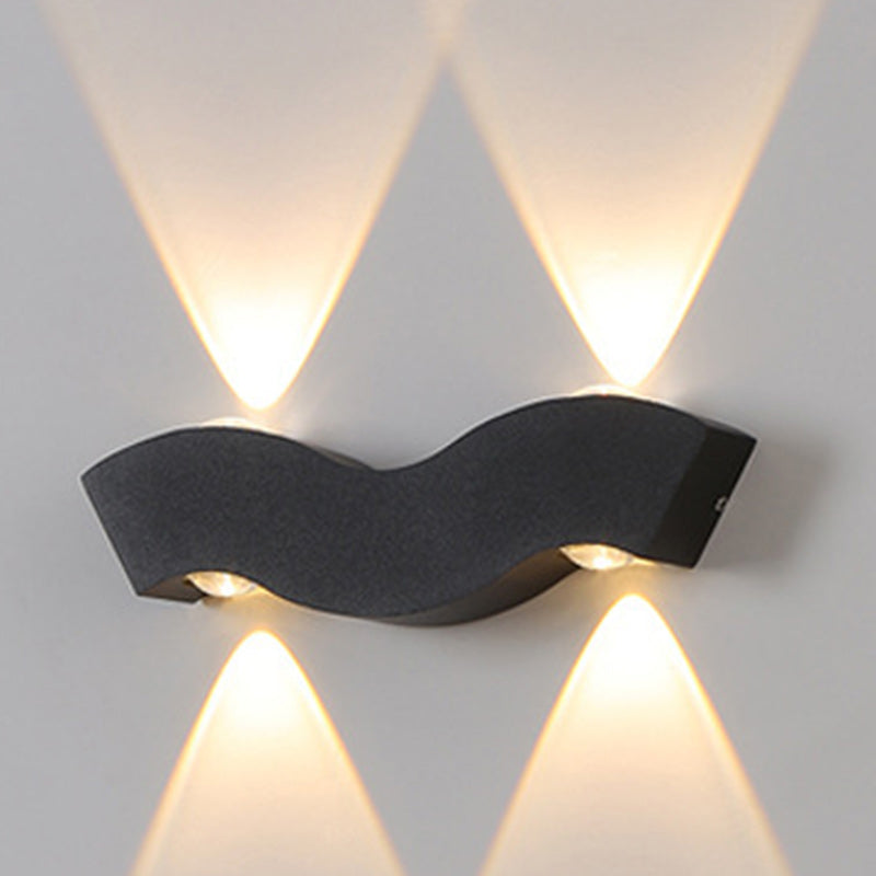Applique murale extérieure LED en aluminium moderne minimaliste étanche en forme de vague, rectangle, demi-cercle pour jardin 