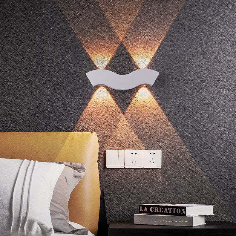 Applique murale extérieure LED en aluminium moderne minimaliste étanche en forme de vague, rectangle, demi-cercle pour jardin 