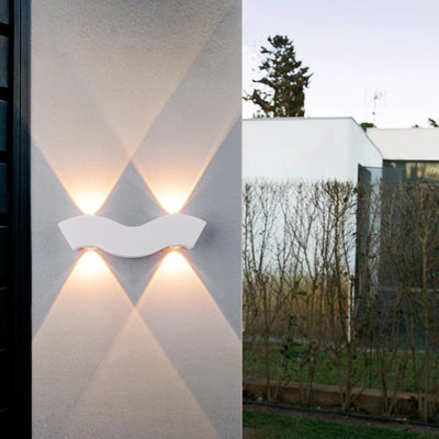 Applique murale extérieure LED en aluminium moderne minimaliste étanche en forme de vague, rectangle, demi-cercle pour jardin 