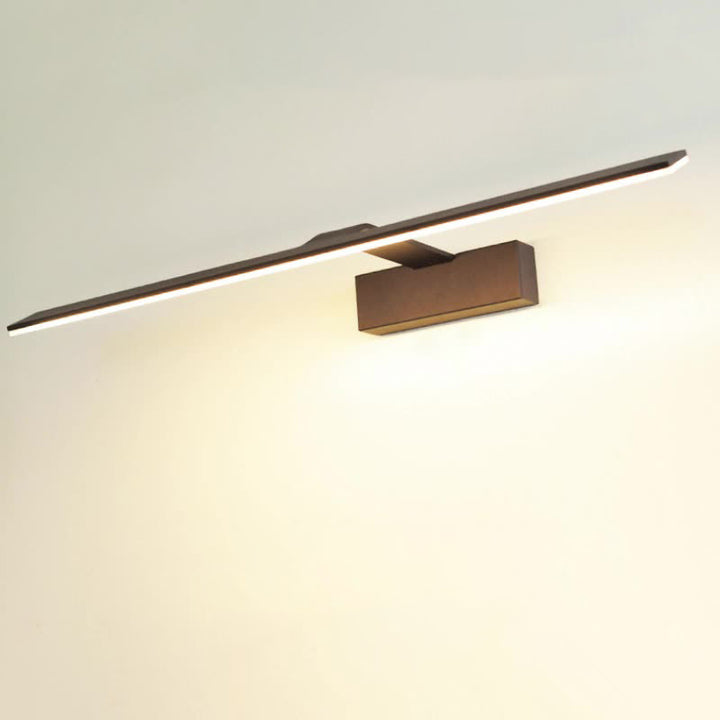 Lampe murale moderne minimaliste en acier inoxydable rectangulaire longue en acrylique LED pour miroir de salle de bain 