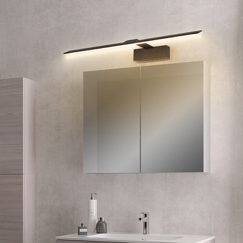 Lampe murale moderne minimaliste en acier inoxydable rectangulaire longue en acrylique LED pour miroir de salle de bain 