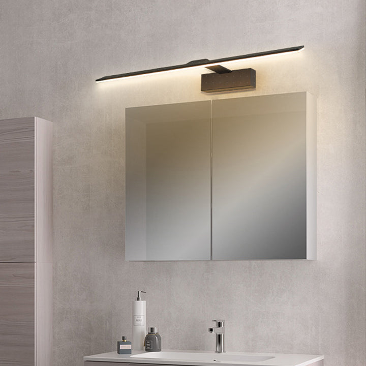 Lampe murale moderne minimaliste en acier inoxydable rectangulaire longue en acrylique LED pour miroir de salle de bain 