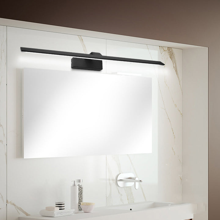 Lampe murale moderne minimaliste en acier inoxydable rectangulaire longue en acrylique LED pour miroir de salle de bain 