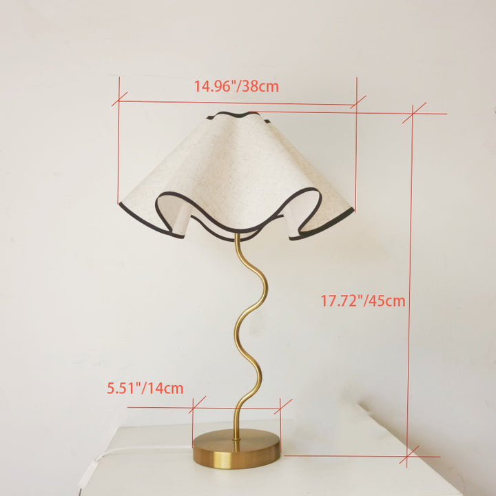 Lampe de table 1 lumière en tissu métal avec base en disque courbé pour chambre à coucher 
