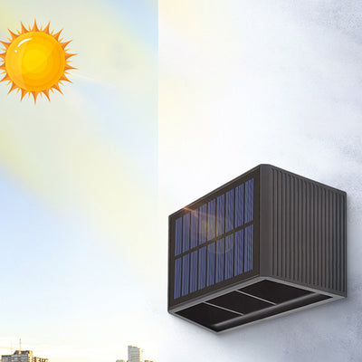 Lampe murale d'extérieur en ABS à LED rectangulaire trapézoïdale étanche à l'énergie solaire minimaliste moderne pour jardin 