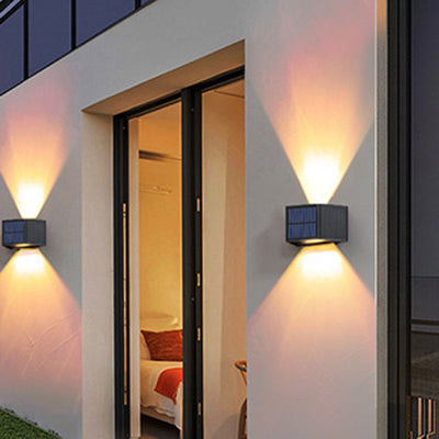 Lampe murale d'extérieur en ABS à LED rectangulaire trapézoïdale étanche à l'énergie solaire minimaliste moderne pour jardin 