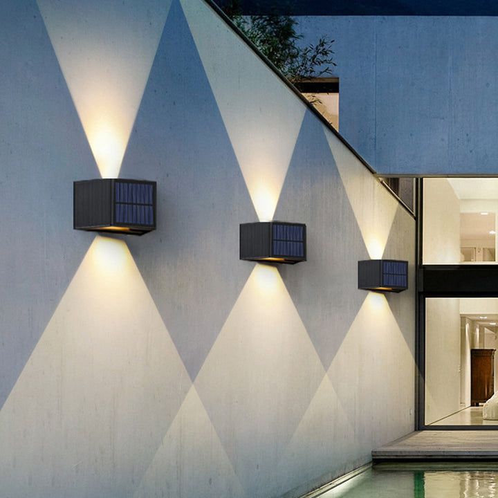 Modern Minimalist Solar Waterproof Trapezoidal Rectangle ABS LED Outdoor Wall Sconce Lamp For Garden