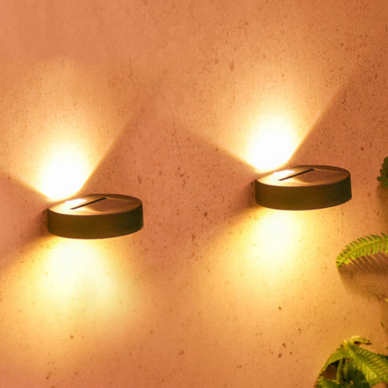 Lampe murale extérieure moderne minimaliste solaire étanche ronde rectangulaire ABS PVC LED pour jardin 