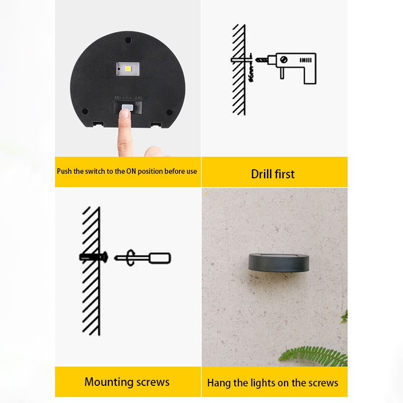 Lampe murale extérieure moderne minimaliste solaire étanche ronde rectangulaire ABS PVC LED pour jardin 