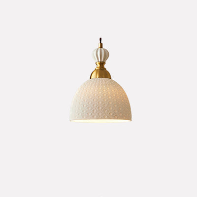Contemporary Scandinavian Triangle Half Circle Copper Coin Pattern Cloud Pattern Copper Ceramic 1-Light Pendant Light For Bedroom