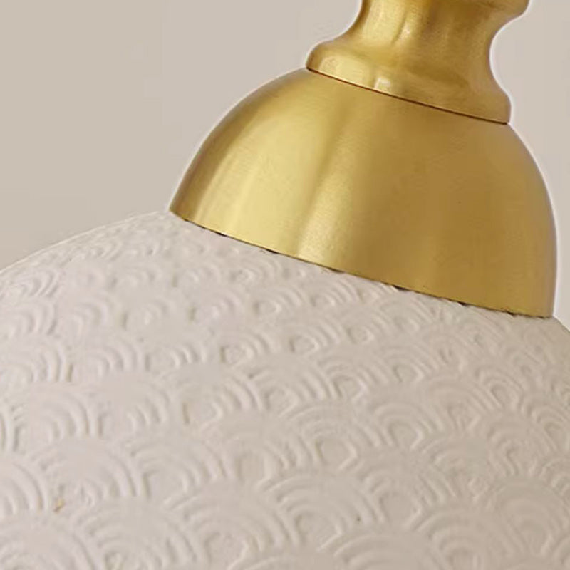 Contemporary Scandinavian Triangle Half Circle Copper Coin Pattern Cloud Pattern Copper Ceramic 1-Light Pendant Light For Bedroom
