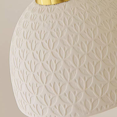 Contemporary Scandinavian Triangle Half Circle Copper Coin Pattern Cloud Pattern Copper Ceramic 1-Light Pendant Light For Bedroom