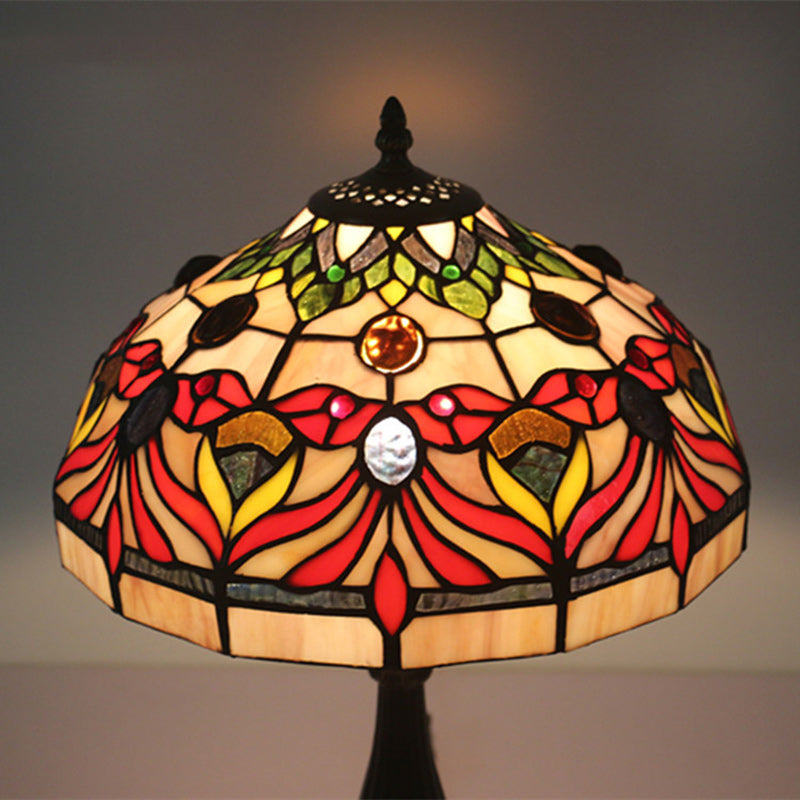 Lampe de table en verre teinté poisson rouge en alliage d&