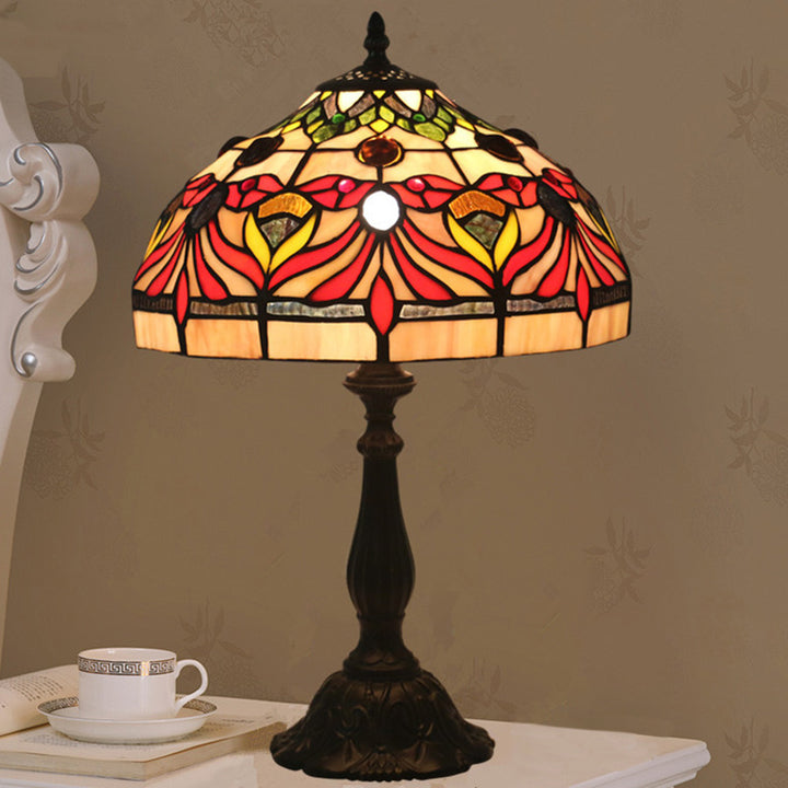 Lampe de table en verre teinté poisson rouge en alliage d&