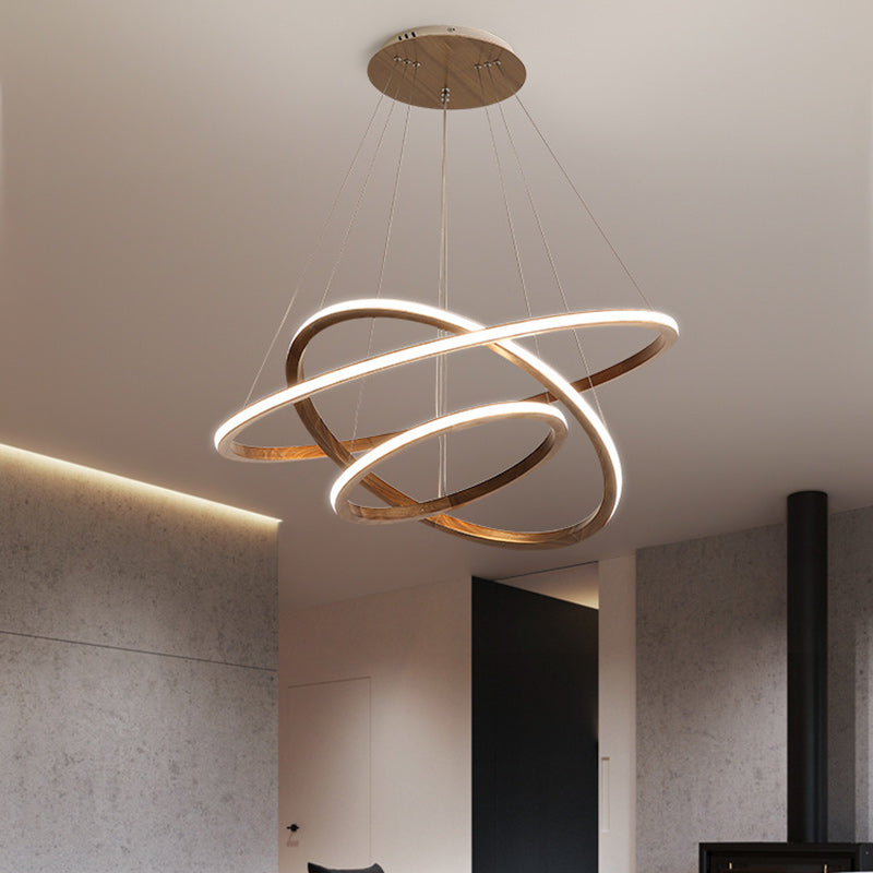 Contemporary Scandinavian Circle Silicone Iron Aluminum Wood LED Island Light Pendant Light For Living Room