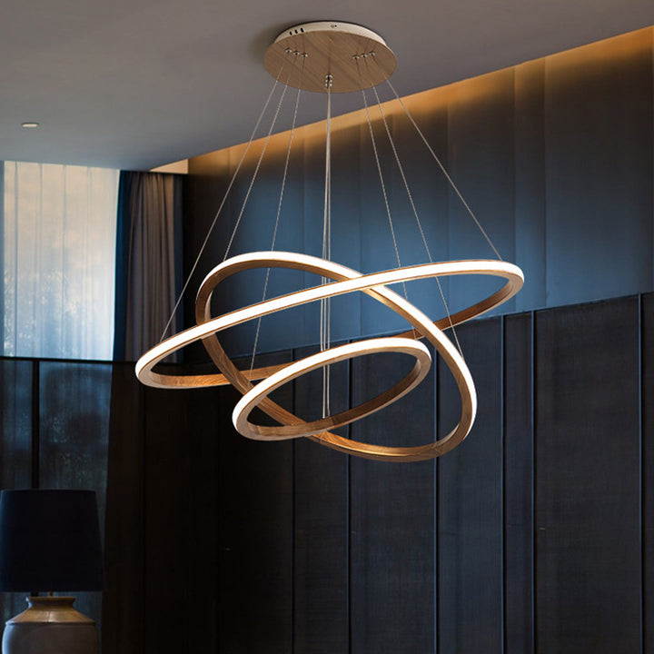 Contemporary Scandinavian Circle Silicone Iron Aluminum Wood LED Island Light Pendant Light For Living Room