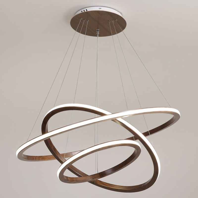 Contemporary Scandinavian Circle Silicone Iron Aluminum Wood LED Island Light Pendant Light For Living Room