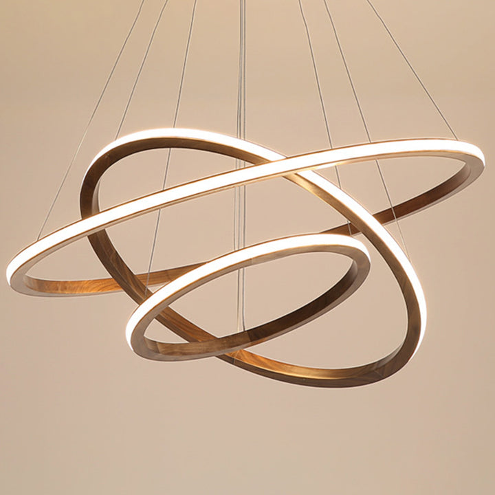 Contemporary Scandinavian Circle Silicone Iron Aluminum Wood LED Island Light Pendant Light For Living Room