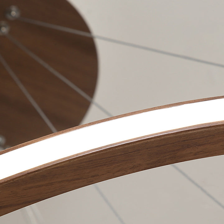 Contemporary Scandinavian Circle Silicone Iron Aluminum Wood LED Island Light Pendant Light For Living Room
