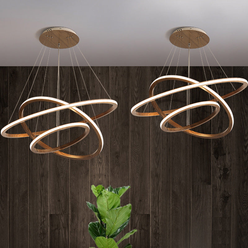 Contemporary Scandinavian Circle Silicone Iron Aluminum Wood LED Island Light Pendant Light For Living Room