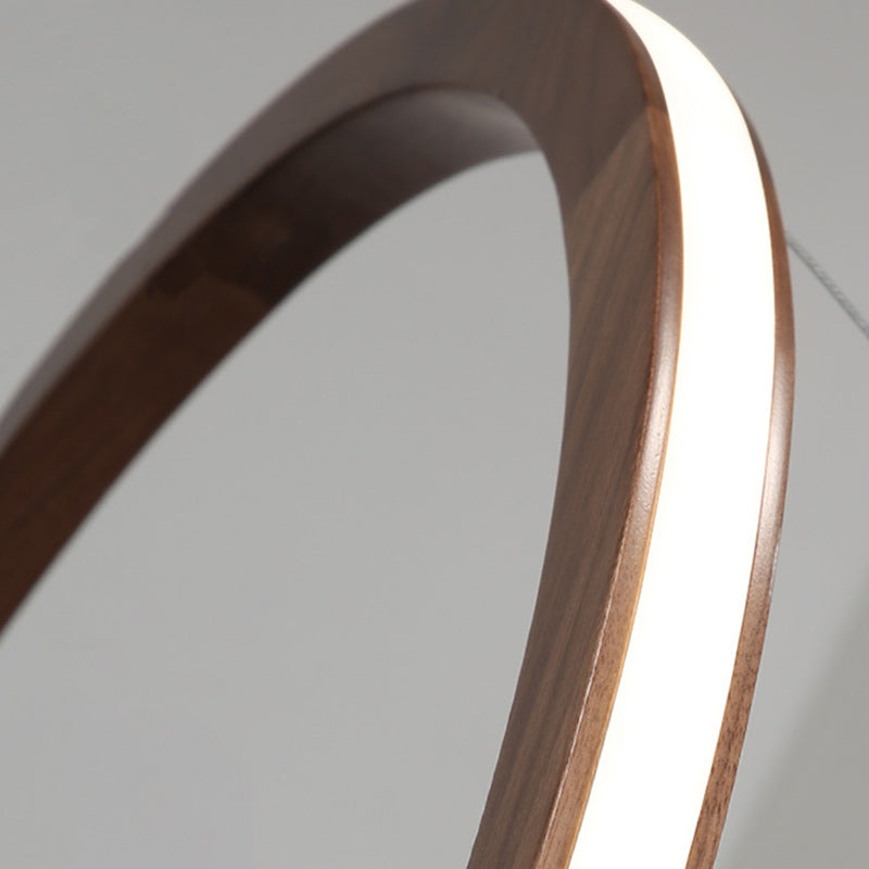 Contemporary Scandinavian Circle Silicone Iron Aluminum Wood LED Island Light Pendant Light For Living Room