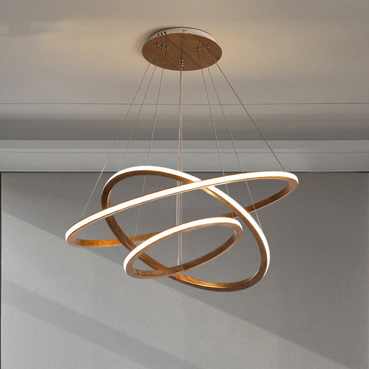 Contemporary Scandinavian Circle Silicone Iron Aluminum Wood LED Island Light Pendant Light For Living Room