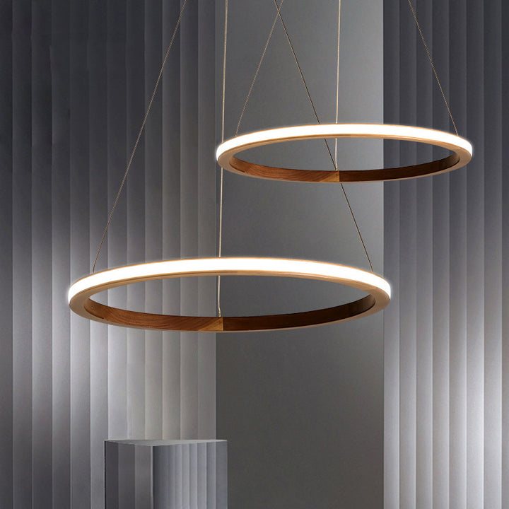 Contemporary Scandinavian Circle Silicone Iron Aluminum Wood LED Island Light Pendant Light For Living Room