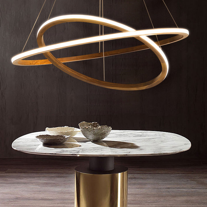 Contemporary Scandinavian Circle Silicone Iron Aluminum Wood LED Island Light Pendant Light For Living Room