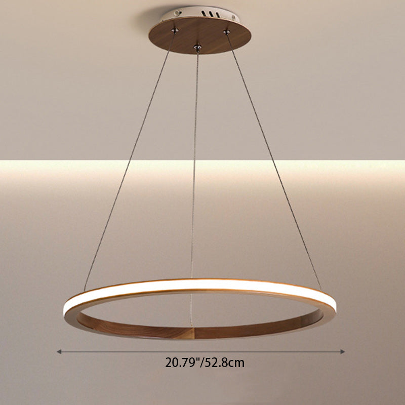 Contemporary Scandinavian Circle Silicone Iron Aluminum Wood LED Island Light Pendant Light For Living Room