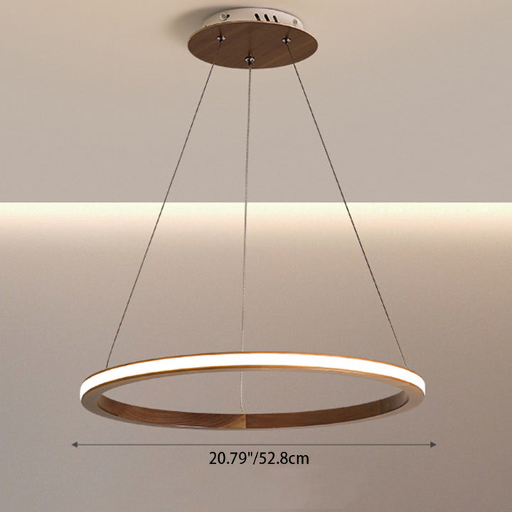 Contemporary Scandinavian Circle Silicone Iron Aluminum Wood LED Island Light Pendant Light For Living Room