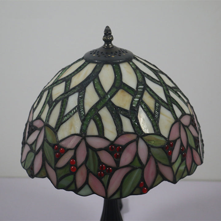 Lampe de table traditionnelle Tiffany en cylindre semi-circulaire en aluminium et verre avec 1 lumière pour chambre 