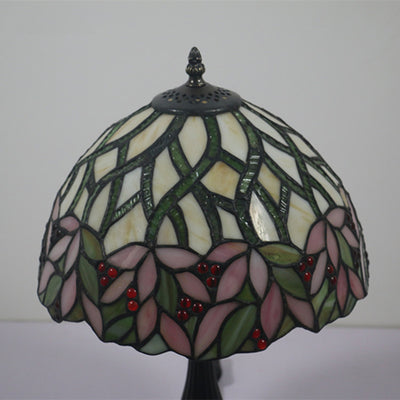 Lampe de table traditionnelle Tiffany en cylindre semi-circulaire en aluminium et verre avec 1 lumière pour chambre 