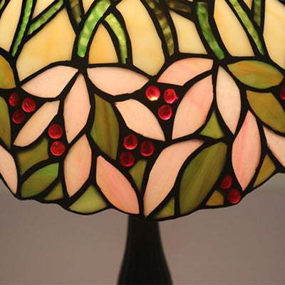 Lampe de table traditionnelle Tiffany en cylindre semi-circulaire en aluminium et verre avec 1 lumière pour chambre 