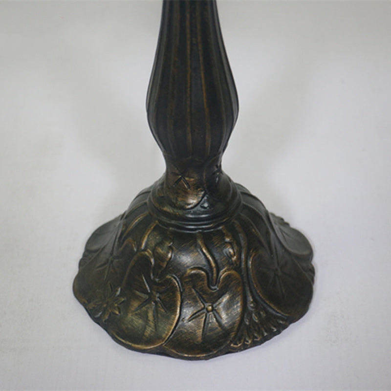 Lampe de table traditionnelle Tiffany en cylindre semi-circulaire en aluminium et verre avec 1 lumière pour chambre 