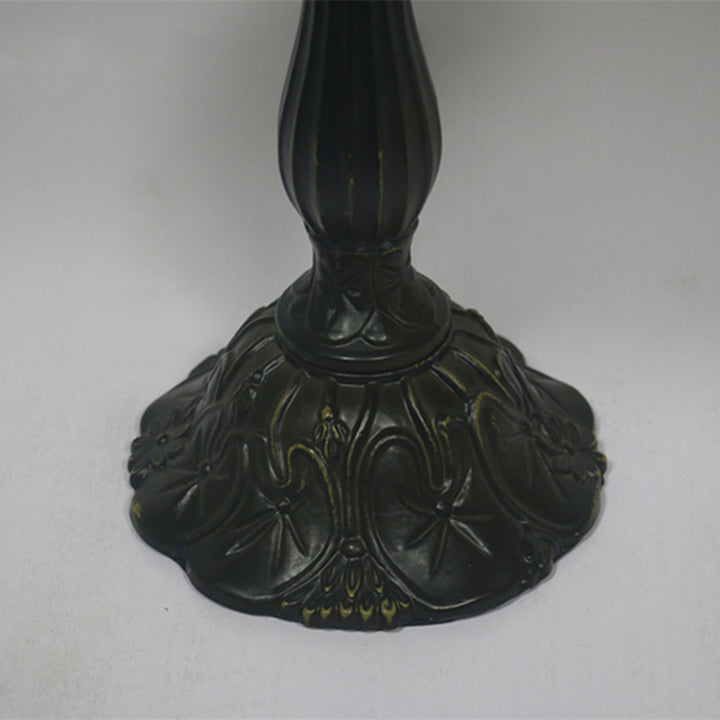 Lampe de table traditionnelle Tiffany en cylindre semi-circulaire en aluminium et verre avec 1 lumière pour chambre 
