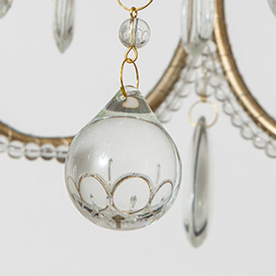 Modern Luxury Circle Heart Round Teardrop Hardware Crystal Brass 5/8 Light Chandelier For Living Room