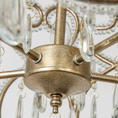 Modern Luxury Circle Heart Round Teardrop Hardware Crystal Brass 5/8 Light Chandelier For Living Room