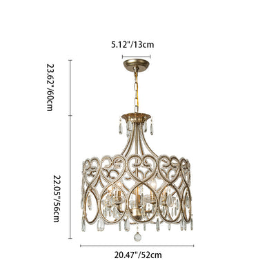 Modern Luxury Circle Heart Round Teardrop Hardware Crystal Brass 5/8 Light Chandelier For Living Room