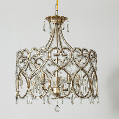 Modern Luxury Circle Heart Round Teardrop Hardware Crystal Brass 5/8 Light Chandelier For Living Room