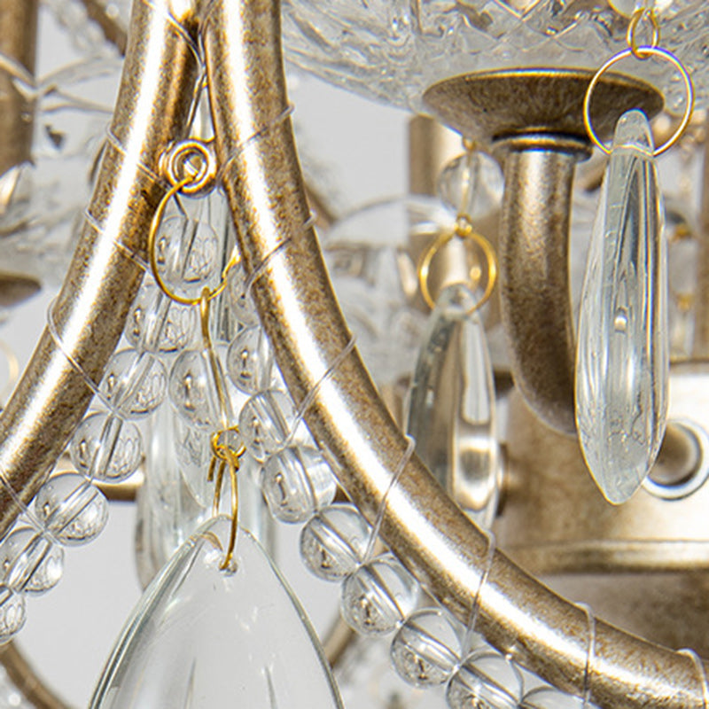 Modern Luxury Circle Heart Round Teardrop Hardware Crystal Brass 5/8 Light Chandelier For Living Room