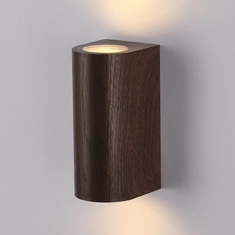 Applique murale contemporaine scandinave étanche rectangulaire en ABS à grain de bois incurvé avec 2 lumières pour patio extérieur 