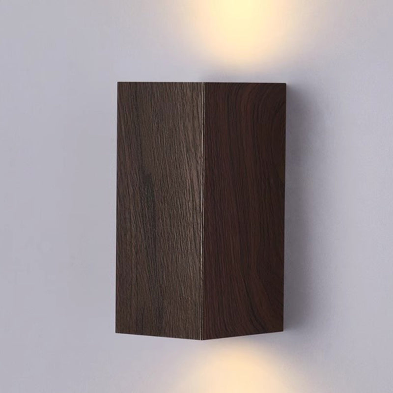 Applique murale contemporaine scandinave étanche rectangulaire en ABS à grain de bois incurvé avec 2 lumières pour patio extérieur 