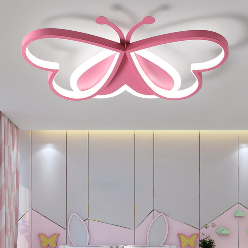 Lustre Plafonnier LED en acrylique fer papillon cœur créatif contemporain pour chambre 