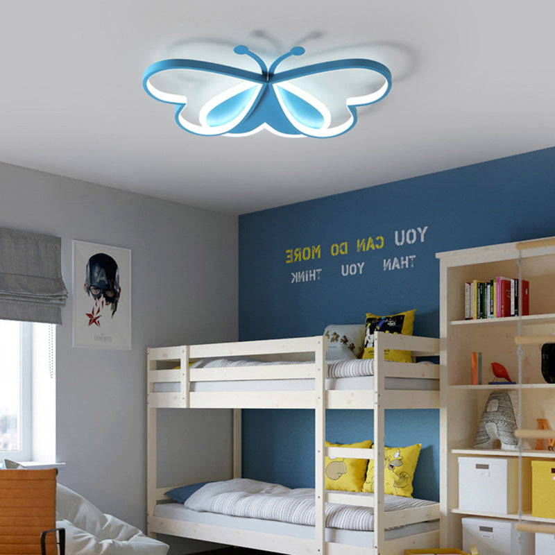 Lustre Plafonnier LED en acrylique fer papillon cœur créatif contemporain pour chambre 