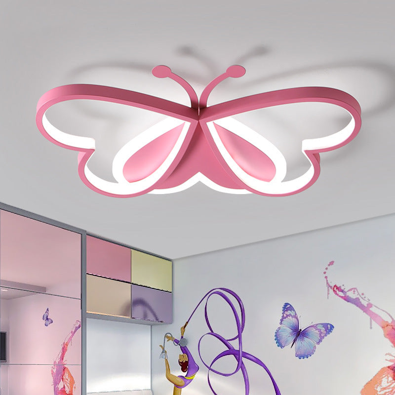 Lustre Plafonnier LED en acrylique fer papillon cœur créatif contemporain pour chambre 