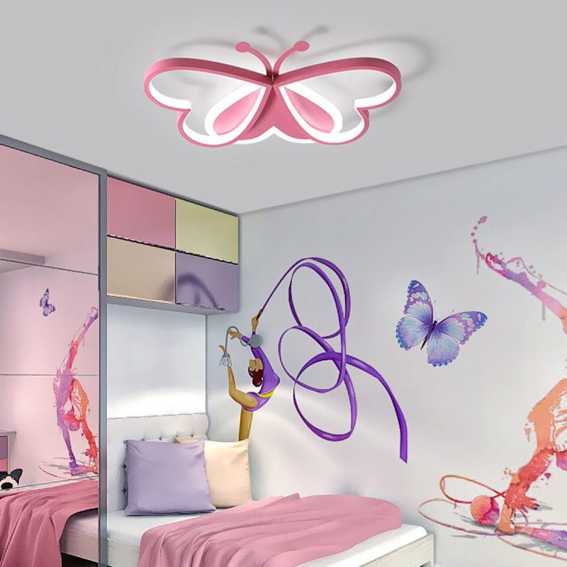 Lustre Plafonnier LED en acrylique fer papillon cœur créatif contemporain pour chambre 