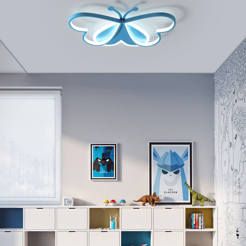 Lustre Plafonnier LED en acrylique fer papillon cœur créatif contemporain pour chambre 