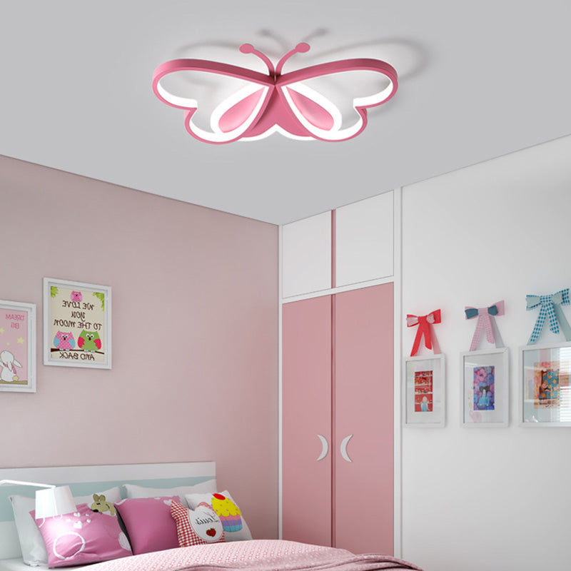 Lustre Plafonnier LED en acrylique fer papillon cœur créatif contemporain pour chambre 